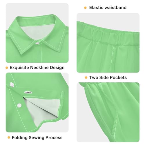 Image of 3T Toddler Boy Shorts Set Teal Hawaiian Button Down Shirts Summer Outfits for Little Boy