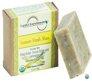 Organic Soap, Vegan, Lemongrass Essential Oil, Enriched with Aloe Vera, Coconut Oil and Shea Butter. Energizing and Moisturizing. For Body and Face. For Men and Women, 4.5 oz