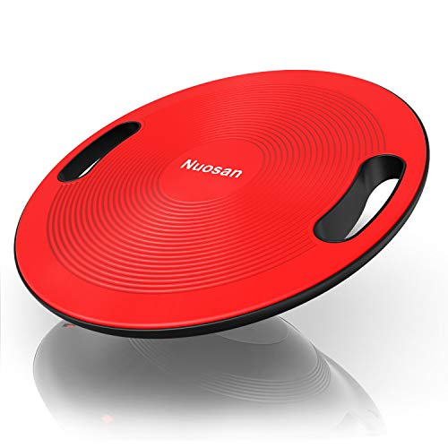 Nuosan バランスボード 体幹トレーニング用 滑り止め設計 360回転 直径40cm 運動不足に適応 バランストレーニング 持ち運び便利 運動 健康 リハビリ ケガ予防 (赤)
