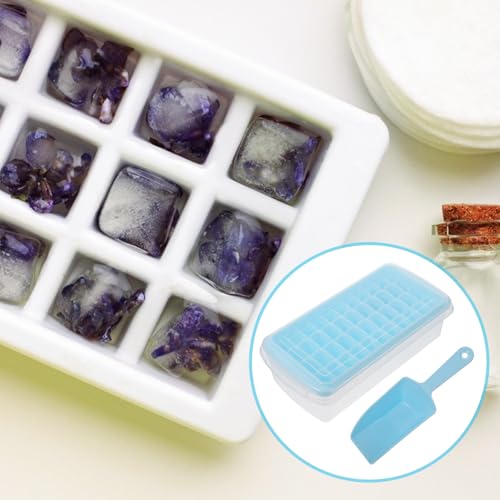 Molde para cubitos de hielo grande azul OSALADI con tapa y raspador miniatura 7