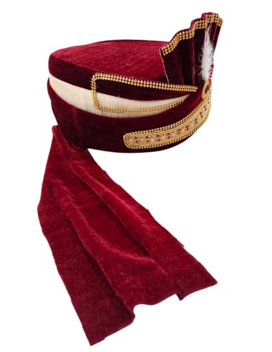 Image of BookMyCostume Dulha & Royal Wedding Turban Collection - Premium Silk, Velvet, Zari Work Safa with Kalgi & Brooch - Traditional Indian Dulha Pagdi /Sehra Perfect for Weddings & Role Plays for Men & Kids