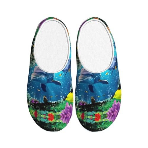 Chaussons d'hiver en peluche EdWal dauphin noir pour homme et femme taille 39