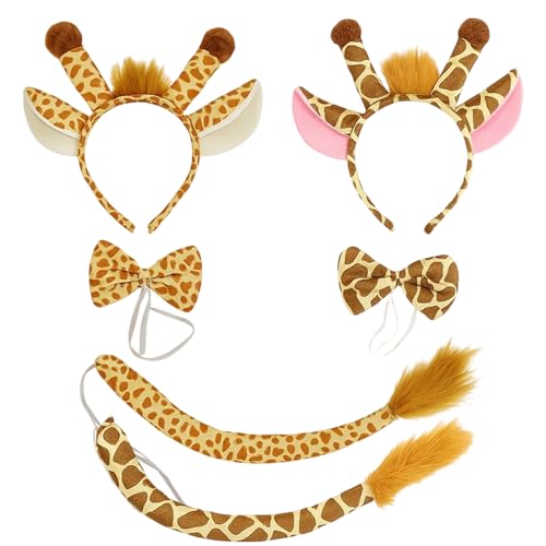 BrKern Giraffen Kostüm 2-teiliges Hirsch-Set mit hellen/dunklen Geweihen und Fell perfekt für Fasching und Karneval