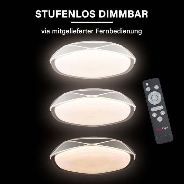 MegaLight Moderne Deckenleuchte Shining Venus Wohnzimmer, LED Pendelleuchte, Weiß, Durchmesser: 410mm, Höhe: 75mm