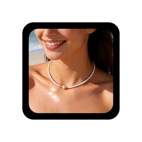 Cybche Boho Pequeño Collar De Cuentas De Semillas Gargantilla Collar Des Cuentas Blancas Cadena Des La Boda Collares Perlas Colgantes Minimalista Collares Cuenta Arroz Joyería Para Las