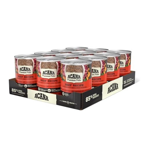 ACANA Premium Pate in Bone Broth Grain-Free Wet Dog Food Beef Recipe 12.8oz Cans (12 Count)