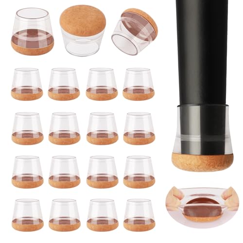 Image of 32-Pcs Small Round Silicone Chair Leg Floor Protectors Thick & Tear | Stretchy Furniture Pads & Caps Protect Hardwood Floors from Scratches & Noise and Fit Most Dining Table & Bar Stool Legs