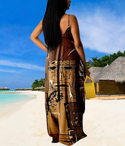 Image of Summer Dresses for Women Spaghetti Strap Beach Floor Length Maxi Sundresses | Floral Print,Casual,with Pockets