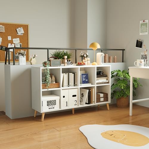 8-Cube-Bookshelf-2-Tier-Modern-Bookcase-with-Legs-11in-Shelf-Opening-47-Wood-Bookshelves-Storage-Organizer-Shelf-Freestanding-Open-Book-Shelves-for-Bedroom-Living-Room-Office-White