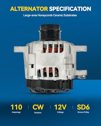 Image of PHILTOP Alternator Compatible with 11609N Kia Soul 2016 Replacement 11609N 12V 110Amp CW 6-Groove Pulley