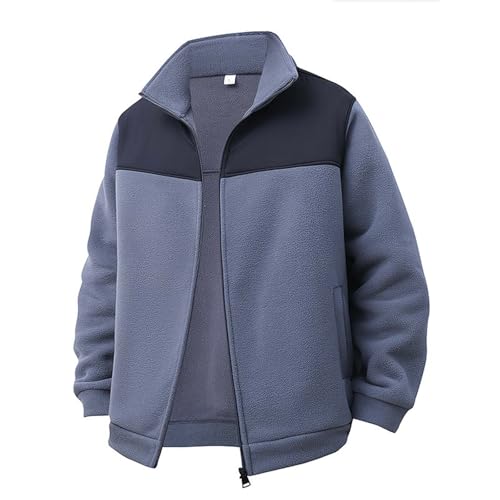 Polares para Hombre Trabajo - Chaqueta Gruesa con Forro Polar para Hombre, para otoño e Invierno, Informal, con Cuello Alto, para Hombre (Grey, XXXXL)