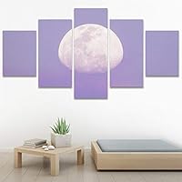 SIGNWIN 5 Panel Canvas Wall Art Aerial Astronomy & Space Expressive Global Moon Multicolor Photography Realism Warm for Home Decorations Ready to Hang - 60