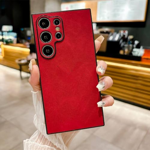 Coque en cuir rétro pour Samsung Galaxy S24 S23 A55 antichoc rouge