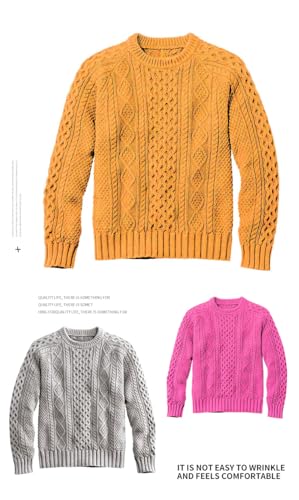 Men's Crew Neck Knit Sweater - Young Adults' Casual Stylish Thickened Hand-Knit Wool Innerwear Solid Unisex Woven Tops3