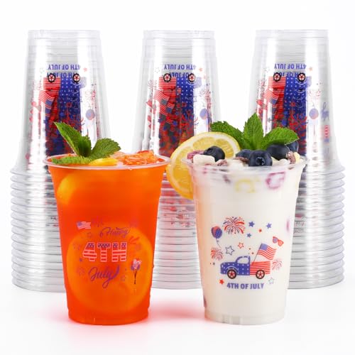 ADLORYEA 4th of July Cups 50 Pack - 16oz Memorial...