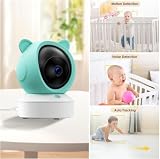 YOBWOK Babyfon z kamerą Najwyższej jakości 2K/3MP,5-calowy 360 Grad WLAN wideo Babyfon z aplikacją,IR noktowizor,2-drożne audio,wykrywanie płaczu/ruchu/dźwięku,wyświetlacz temperatury