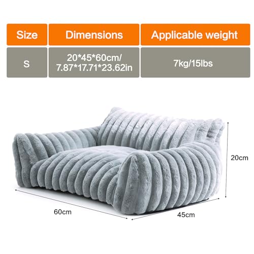 CAIEJSAEN Katzenbett Flauschig, Hundekorb Waschbar, Hundesofa Kleines Katzenkorb für Hunde und Katzen, Hundebett Grau, 60x45x20cm