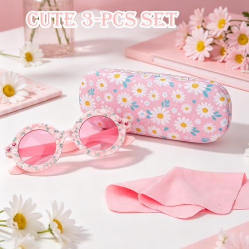 Image of Kids Sunglasses for Girls with Eyeglasses Case for Party Beach Dress Up Glasses