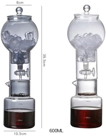 Cold Brew Drip Tower Coffee Maker with Adjustable Water Flow, Glass Pot for Smooth Cold Extraction, Ideal for Home Cafes
