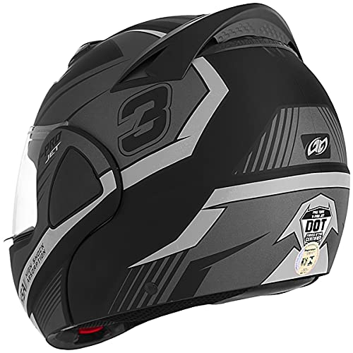 Capacete Moto Motoqueiro Robocop Escamoteável V-Pro Jet 3 cinza 58
