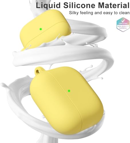 Image of Meyaar for Apple AirPods Pro 3 ​​​​​​​Case Cover with Keychain, Soft Skin Silicone Case Cover, Full Protective Case Cover Compatible with AirPods Pro (3rd Generation) Case 2025 (Yellow)