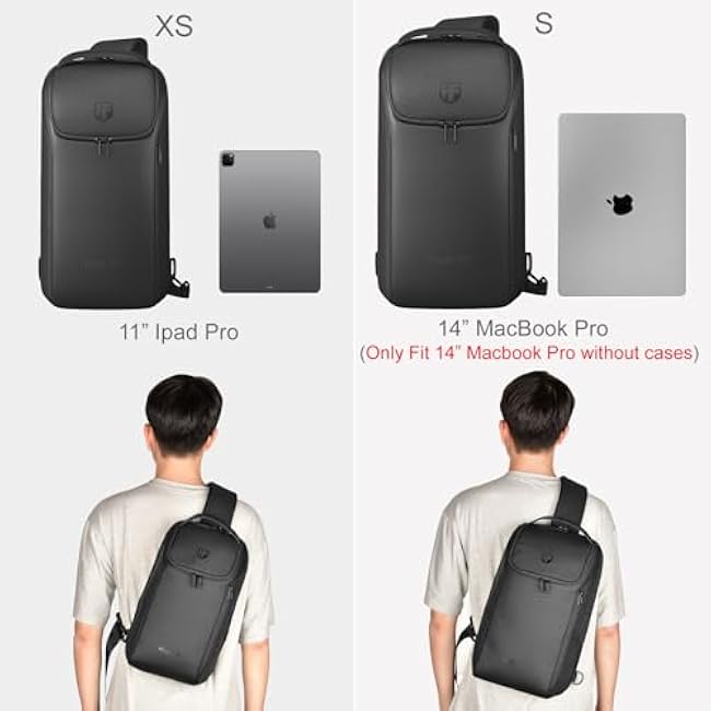Sling Bag Crossbody Backpack Compact EDC Daypack for Men Minimalist Chest Shoulder bag 11 inch iPad Pro M4/ iPad Air M2