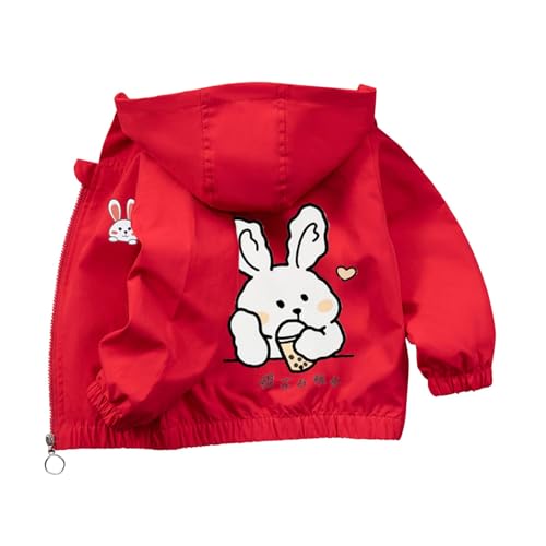 Kids Cute Bunny Rain Jackets Zip up Hooded Windbreker Coats Boys Girls Lightweight Rain Jackets Coats with Pockets