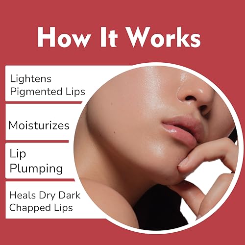 Image of Dermistry Plumping SPF10 Glossy Strawberry Lip Balm for Dry Dark Pigmented Chapped Lips with Shea Butter, Retinol, Coconut Oil Provides Sun Protection, Dark Black Pigmentation Remover Men Women 15ml