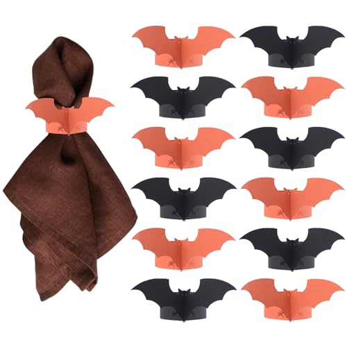 URROMA Lot de 50 ronds de serviette en papier pour Halloween, vacances, fête d'anniversaire, décoration de table Noir/rouge