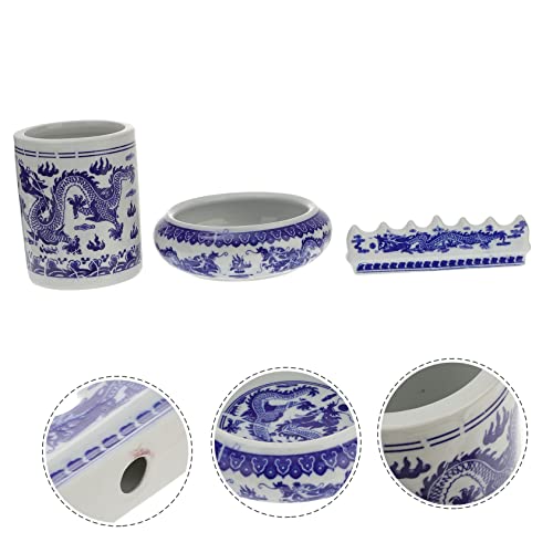 Support pinceaux design rétro chinois en céramique pour rangement de bureau - 5