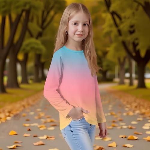 Clothes for Girls Long Sleeve Fall Girls Tshirts Stylish Crewneck Teen Shirts Graphic Casual Solid Clothes 3-14 Years2