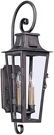 Troy Lighting French Quarter 2-Light Outdoor Wall Lantern - Aged Pewter Finish with Clear Glass Dark Bronze