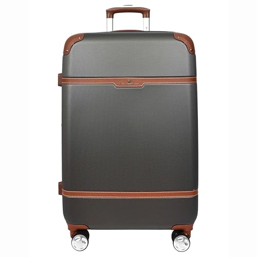 Valise rigide extensible grise taille M à roulettes pivotantes