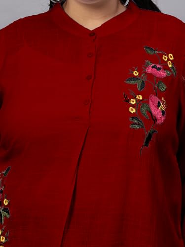Image of Indietoga Women's Plus Size Cotton Embroidered Longline Tunic Tops (2XL to 7XL)