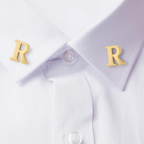Image of HONEY BEAR Mens Womens Initial Alphabet Letter Lapel Pins Collar Badge Brooches for Business Wedding Graduation Gift Matte Gold 0.59 inches