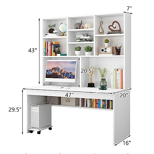 Scrivania per computer con libreria, tavolo da scrittura in legno per piccoli spazi, ideale per adolescenti, studenti e uso domestico e ufficio