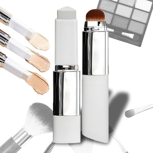 Stick De Base Coreano Que Cambia De Color 2025, Maquillaje De Base De Cobertura Completa A Media,Con Cabezal Brocha, Para Todos Los Tipos De Piel (Natural)
