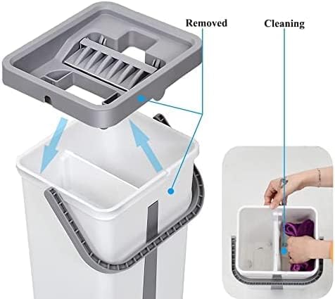 OLOTU Flacher Bodenwischer, freihändig eluierend in einem, mit flachem Wischmopp und Eimer-Set zum Trennen von schmutzigem und sauberem Wasser aus Mikrofaser-Pads – Bild 7