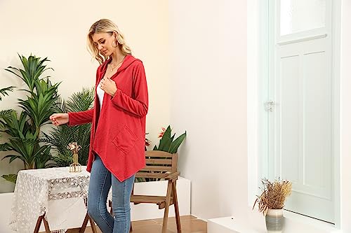 Image of VIISHOW Womens Lightweight Casual Hoodie Cardigans Open Front Waffle Knit Long Sleeve Outwear Coat with Pockets
