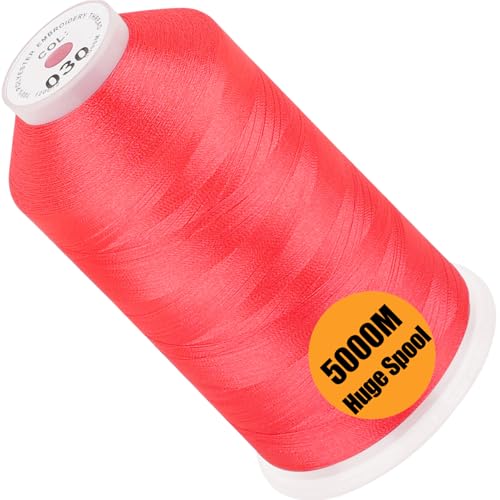Image of New brothread - Single Huge Spool 5000M Each Polyester Embroidery Machine Thread 40WT for Commercial and Domestic Machines - Vermillion
