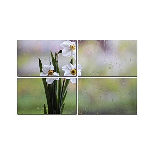 Little Jaipur Daffodil 4 Panel Wall Art Painting with UV Coating 36x24