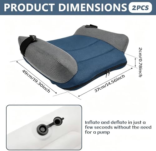 2PCS Inflatable Booster Seat, 19x15in Comfort Car Booster Seat Non-Slip Mesh Portable for Home/Car/Travel — view 3