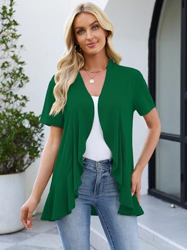 Image of Heymoments Women's Lightweight Open Front Knit Cardigans Short Sleeve Casual Soft Drape Summer Cardigan S-2XL