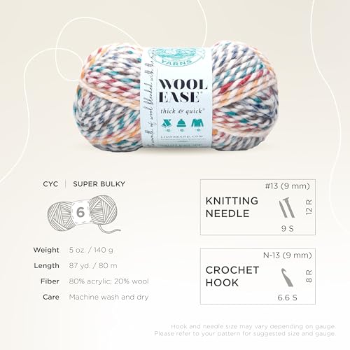 Image of Lion Brand Yarn Wool-Ease Thick and Quick Yarn, Soft and Bulky Yarn for Knitting, Crocheting, and Crafting, 3 Pack, Hudson Bay | Super Bulky Wool Acrylic Blend Fiber for Soft Hats, Sweaters, Chunky Blankets, Yarn for Crochet, Knitting, Crafts, Weaving