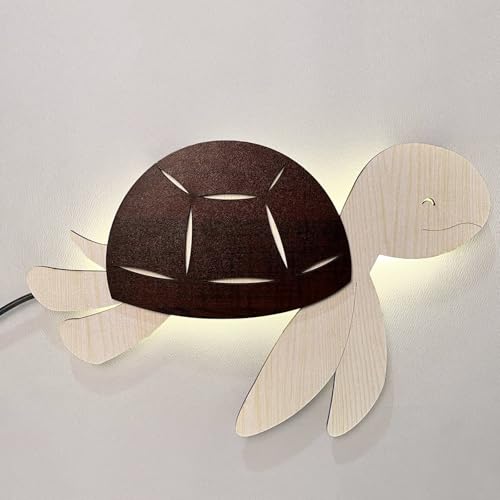 Image of Quace Wooden Turtle Wall Lamp for Gifts,Baby Adults Bedroom, Gaming Room, Home and Party