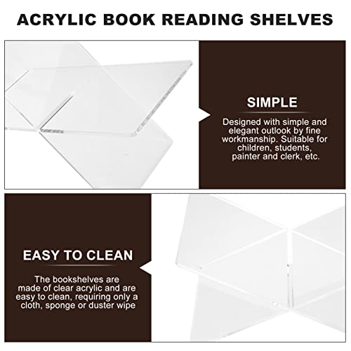 Cabilock Textbook Stand X Shaped Clear clear acrylic book stand book holder reading stand open and closed books holder Book Holder Musical Book Holder Stand - Image 2