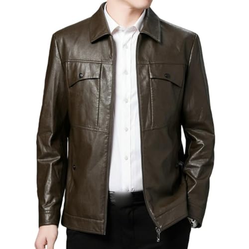 Veste de motard en cuir synthétique pour homme coupe ample blouson de mi-saison automne
