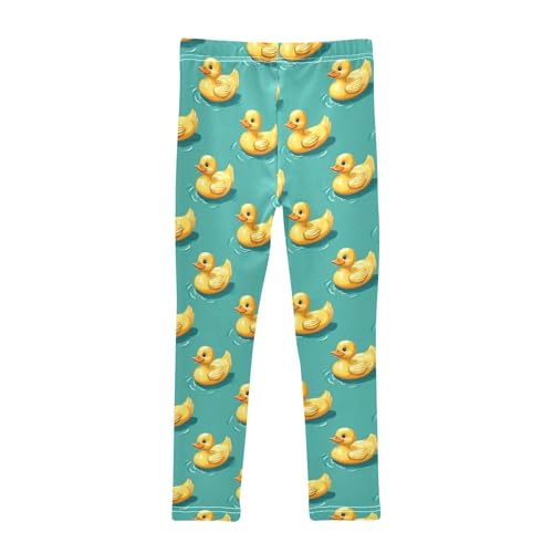 Girls Leggings Yellow Ducks Teal Soft Toddler Leggings for Girls Kids Pants Size 4T-10T2