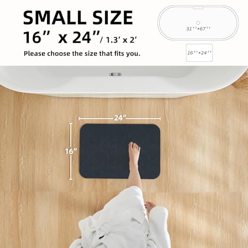 Bathroom Mat Quick Dry, Bathroom Rugs Non Slip Washable Thin Absorbent Bath Mat Fits Under Door Bathroom Floor Mat Perfect for Bath, Shower, or Sink 16"x24" Navy Blue