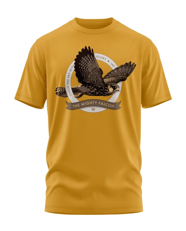 Aero Armour Mighty Falcon Printed Cotton Unisex T-Shirt | Military Inspired T-Shirt | Round Neck T-Shirt